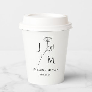 Minimalist Monogram Wedding Bridal Shower Paper Cups