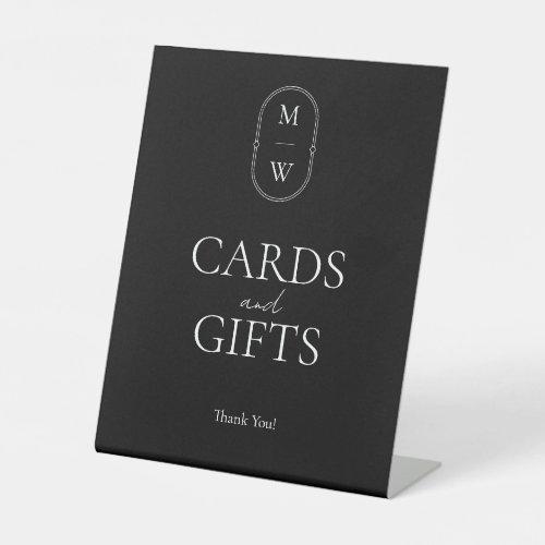 Minimalist Monogram Wedding Cards and Gifts Pedestal Sign