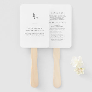 Minimalist Monogram Wedding Ceremony Fan Program
