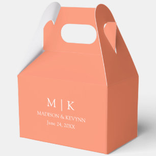 Minimalist Monogram Wedding Coral Peach Gable Favor Boxes