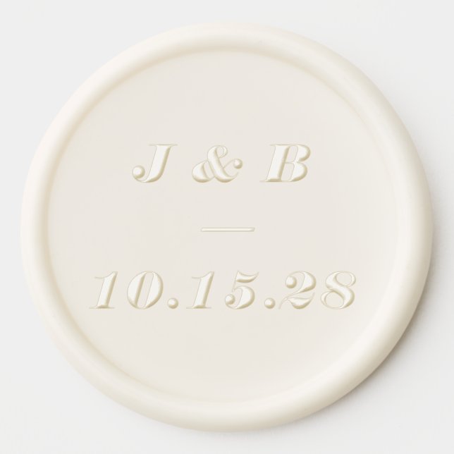 Minimalist Monogram Wedding Date Initials Custom Wax Seal Sticker (Front)