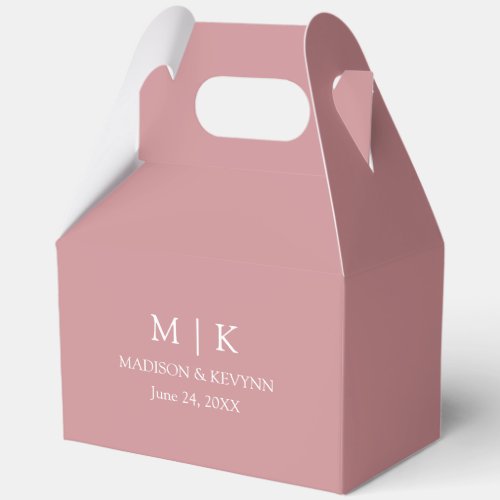 Minimalist Monogram Wedding Dusty Rose Gable Favor Boxes