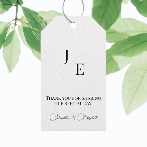 Minimalist Monogram Wedding Gift Tags