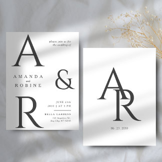 Minimalist Monogram Wedding Invitation