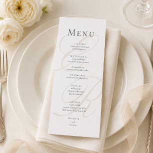 Minimalist Monogram Wedding Menu Card