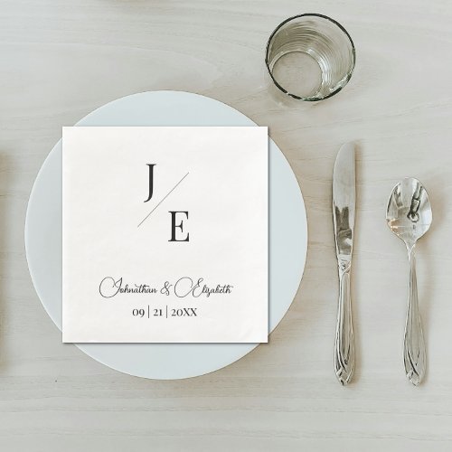 Minimalist Monogram Wedding Paper Dinner Napkins
