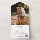 Minimalist Monogram Wedding Photo QR Code All In One Invitation (Inside)