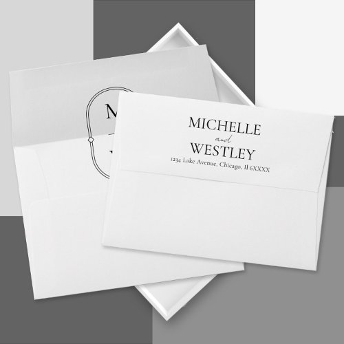 Minimalist Monogram Wedding Return Address Envelope