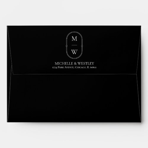Minimalist Monogram Wedding Return Address Envelope
