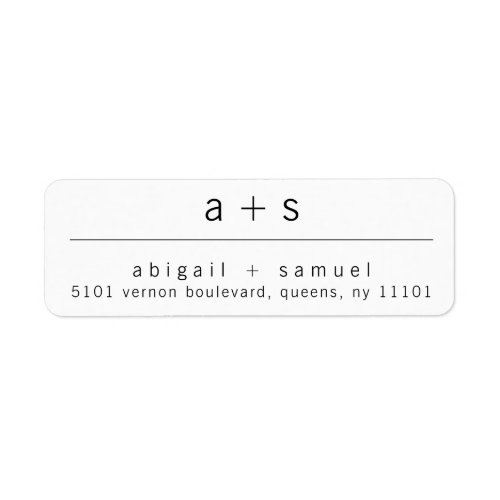 Minimalist Monogram Wedding Return Address Label