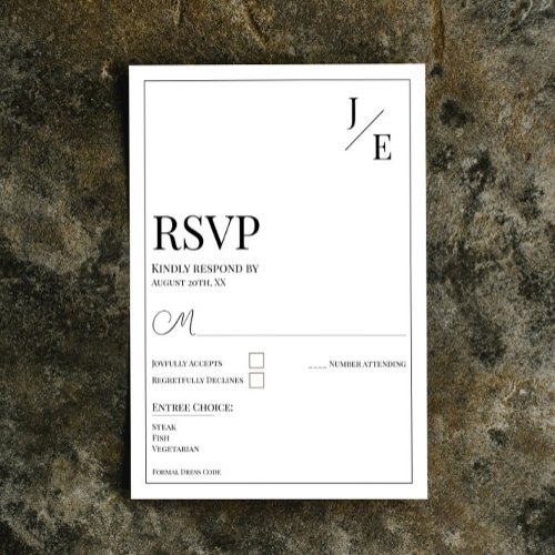 Minimalist Monogram Wedding RSVP Card