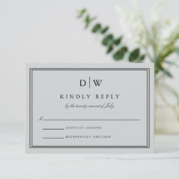 Minimalist Monogram Wedding RSVP Card