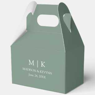 Minimalist Monogram Wedding Sage Green Gable Favor Boxes