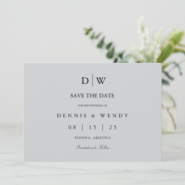 Minimalist Monogram Wedding Save The Date (Standing Front)