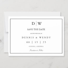 Minimalist Monogram Wedding Save The Date Magnetic Invitation