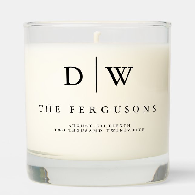 Minimalist Monogram Wedding  Scented Candle (Front)