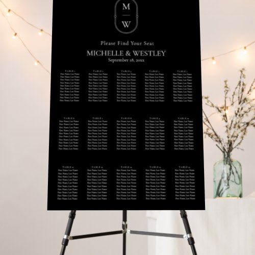 Minimalist Monogram Wedding Seating Chart Foam Board