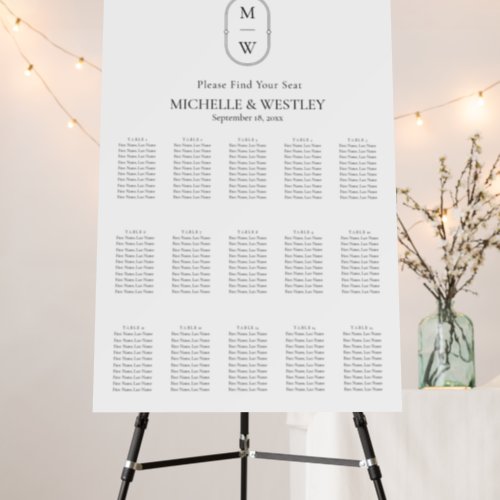 Minimalist Monogram Wedding Seating Chart Foam Board