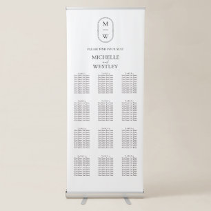 Minimalist Monogram Wedding Seating Chart Retractable Banner