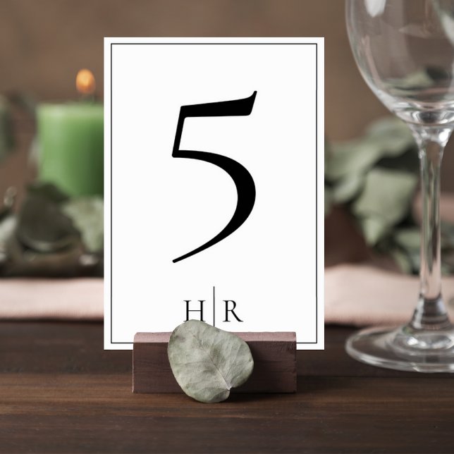 Minimalist Monogram Wedding Table Number Card (Creator Uploaded)