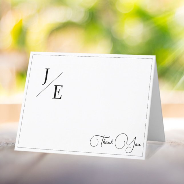 Minimalist Monogram Wedding Thank You | White (Minimalist Monogram Wedding Thank You Card | White)