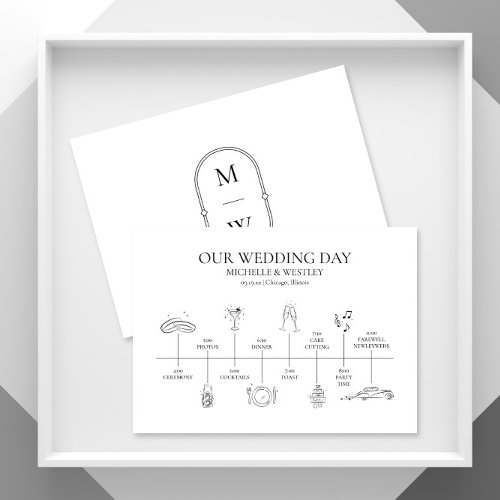 Minimalist Monogram Wedding Timeline Program