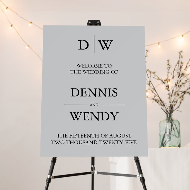 Minimalist Monogram Wedding Welcome Sign (In Situ (Stand))