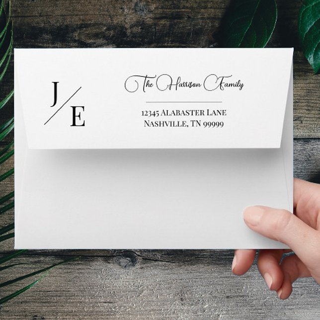 Minimalist Monogram Wedding White | Address Envelope (Minimalist Monogram Wedding Addressed Envelope)