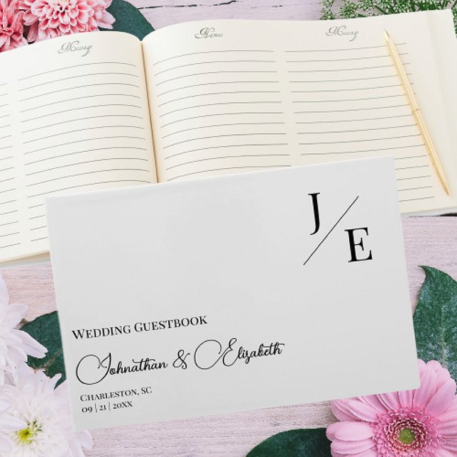 Minimalist Monogram Wedding | White Guest Book (Minimalist Monogram Wedding Guestbook)
