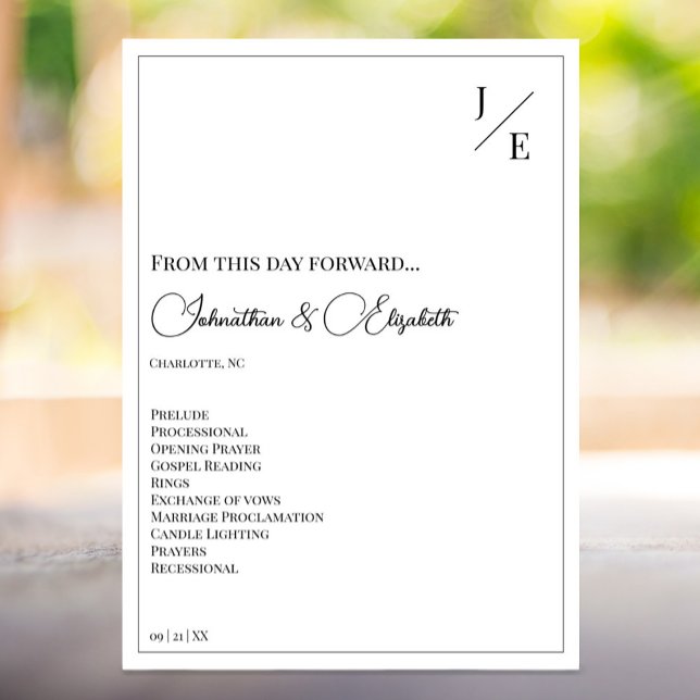 Minimalist Monogram Wedding | White Program (Minimalist Monogram Wedding Program | White)