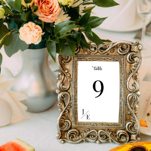 Minimalist Monogram Wedding   White Reception Table Number