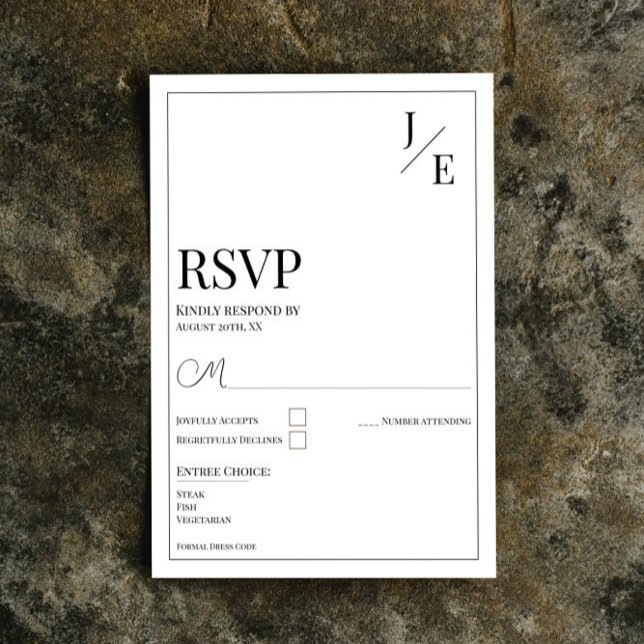 Minimalist Monogram Wedding | White RSVP Card (Minimalist Monogram Wedding RSVP Card | White)