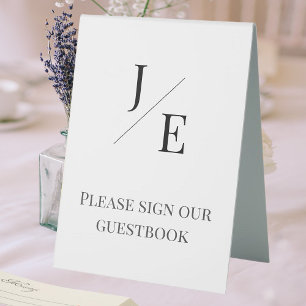 Minimalist Monogram Wedding White Table Tent