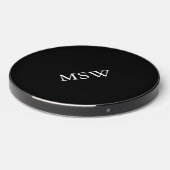 Minimalist monogram white black initials elegant wireless charger (Front 2)