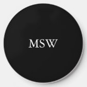 Minimalist monogram white black initials elegant wireless charger (Front)