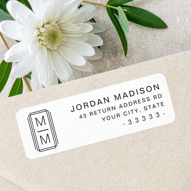 Minimalist monogram white return address label (Minimalist monogram white return address label)
