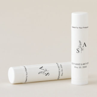 Minimalist Monogram Wildflower Wedding Lip Balm
