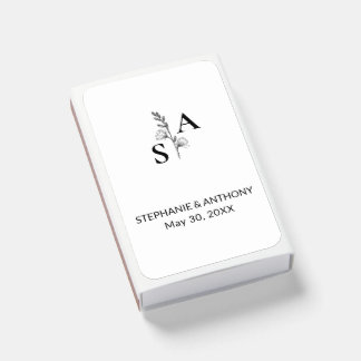 Minimalist Monogram Wildflower Wedding Matchboxes