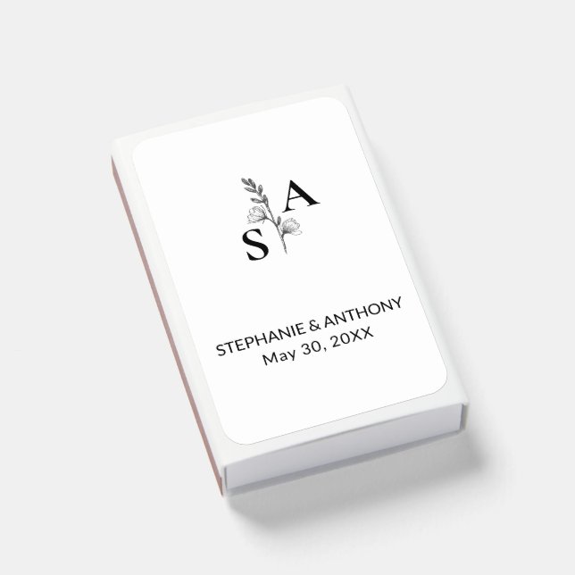 Minimalist Monogram Wildflower Wedding Matchboxes (Front Closed)