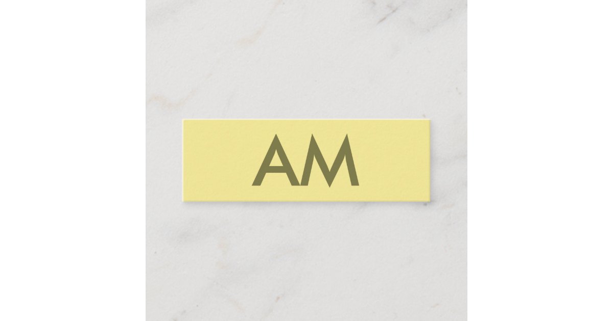 Yellow Card Small Minimalist Monogram Yellow Mini Business Card | Zazzle