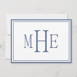 Minimalist Monogrammed Blue Note Card