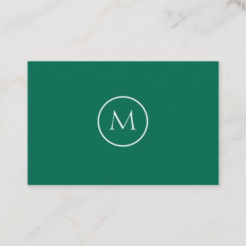 Minimalist Monogrammed Elegant Bottle Green Business Card