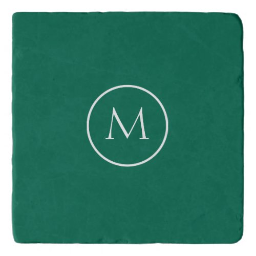 Minimalist Monogrammed Elegant Bottle Green Trivet