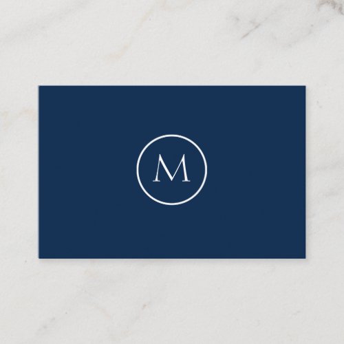 Minimalist Monogrammed Elegant Dark Blue Business Card