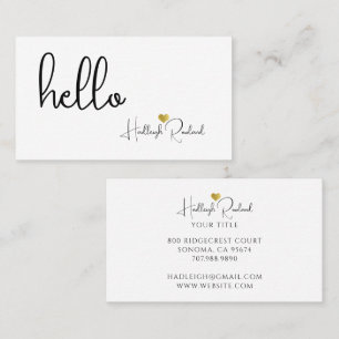 Minimalist Monogrammed Hello Name Business Card