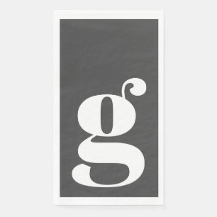 Minimalist Monogrammed Initial Bold Black Paper Guest Towels