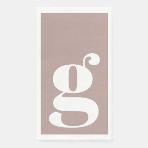 Minimalist Monogrammed Initial Bold Dusty Mauve Paper Guest Towels