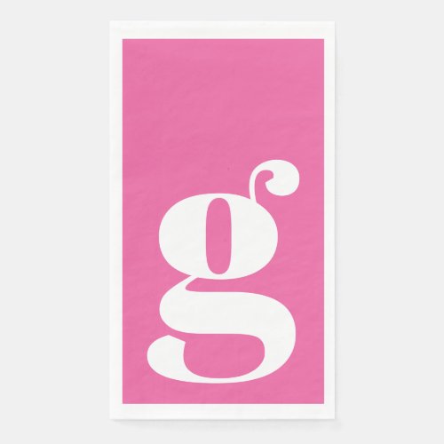 Minimalist Monogrammed Initial Bold Hot Pink Paper Guest Towels