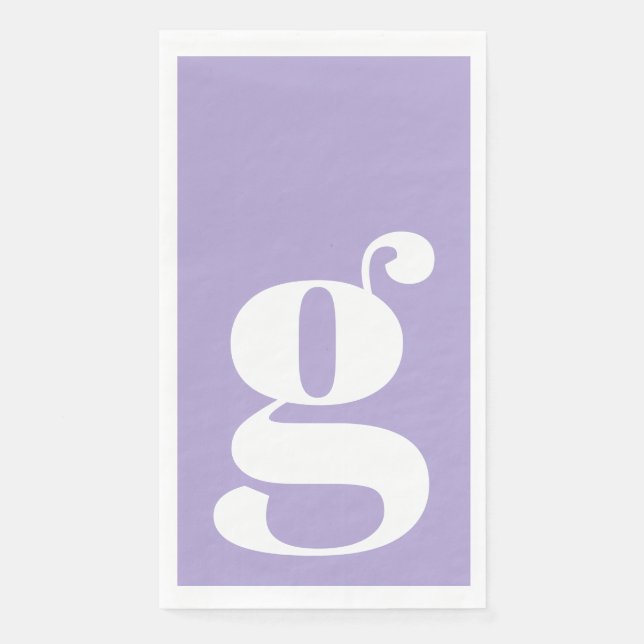 Minimalist Monogrammed Initial Bold Lavender Paper Guest Towels (Front)