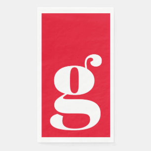 Minimalist Monogrammed Initial Bold Red Paper Guest Towels